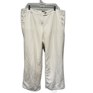 Talbots Pants Heritage Linen Wide Leg White Flowy Dress Trouser Flaws Women 18W